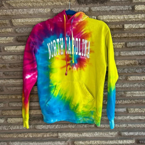 Colortone North Carolina Tie Dye Hoodie Sweatshirt Size Small - Picture 10 of 10